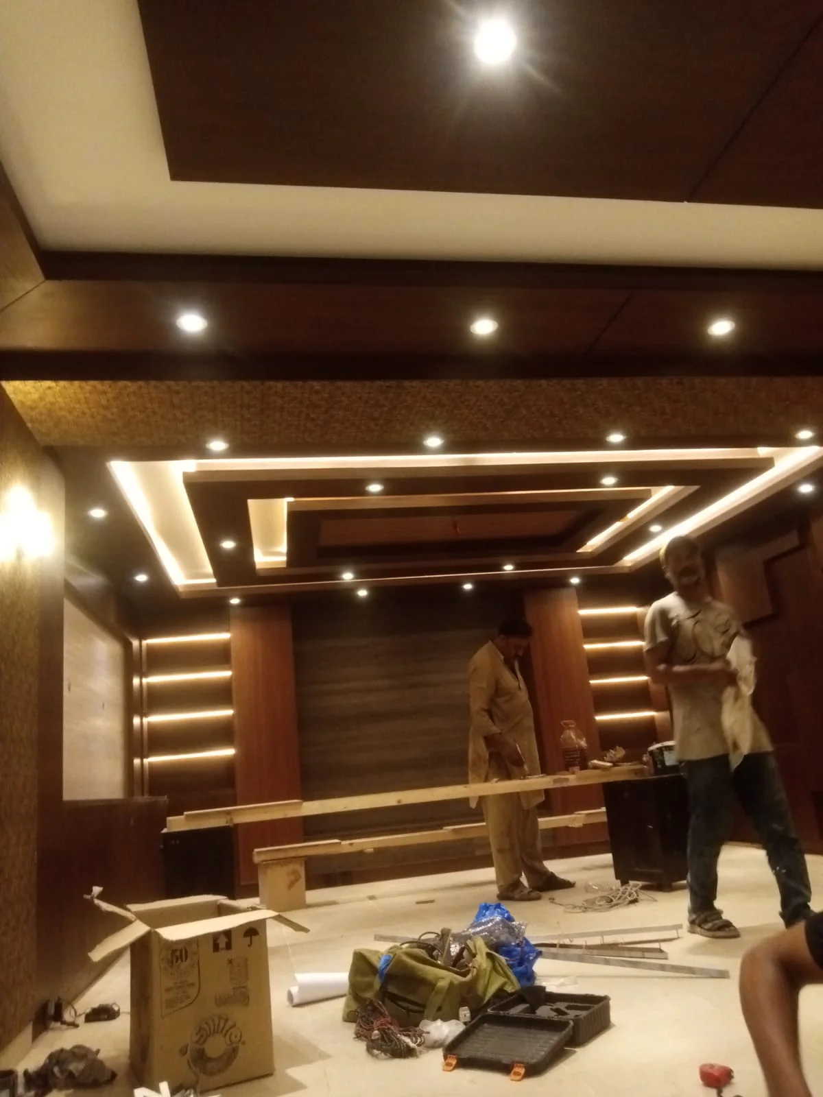 Executive office interior with custom wall panelling and joinery