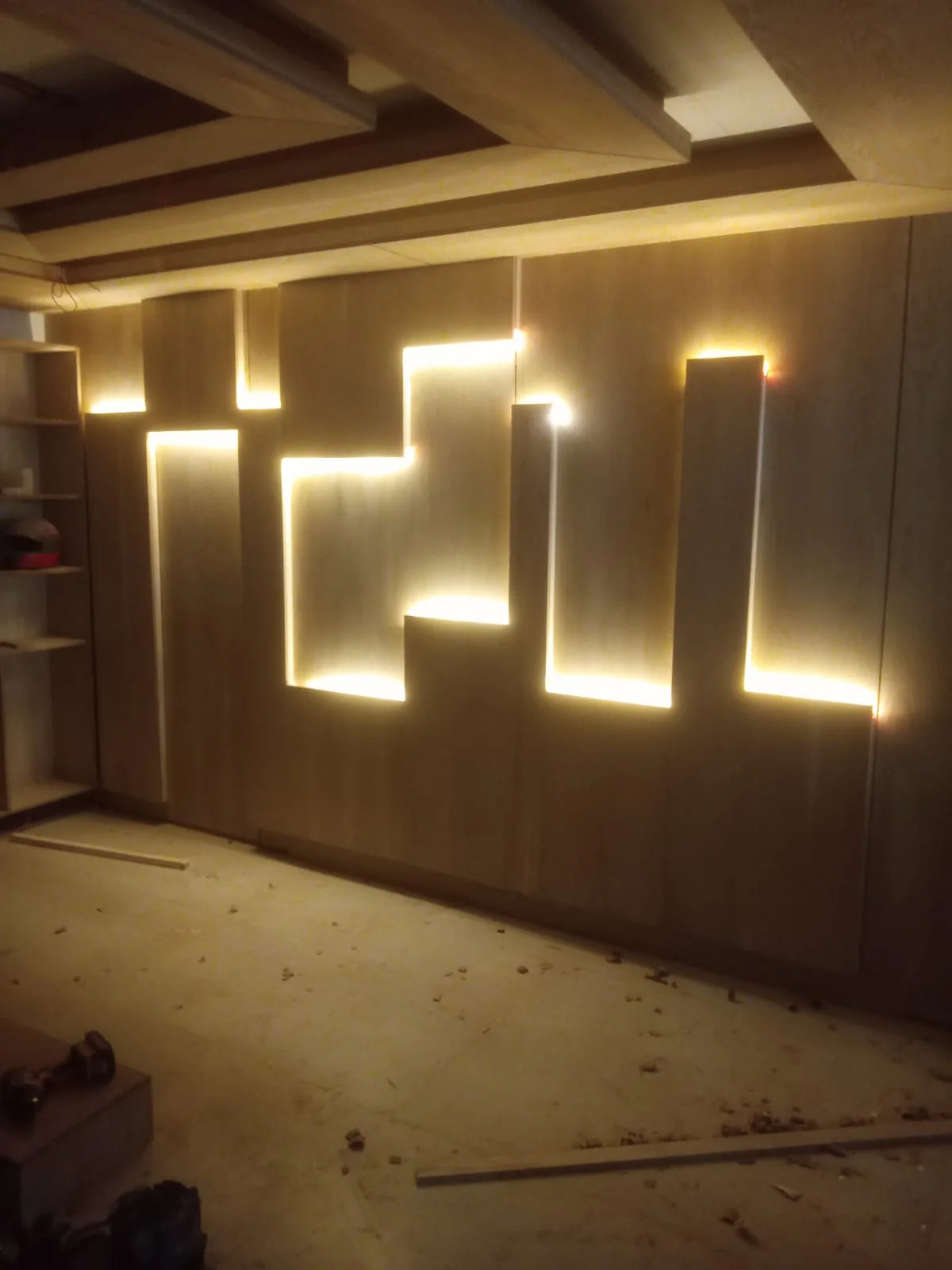 Executive office interior with custom wall panelling and joinery