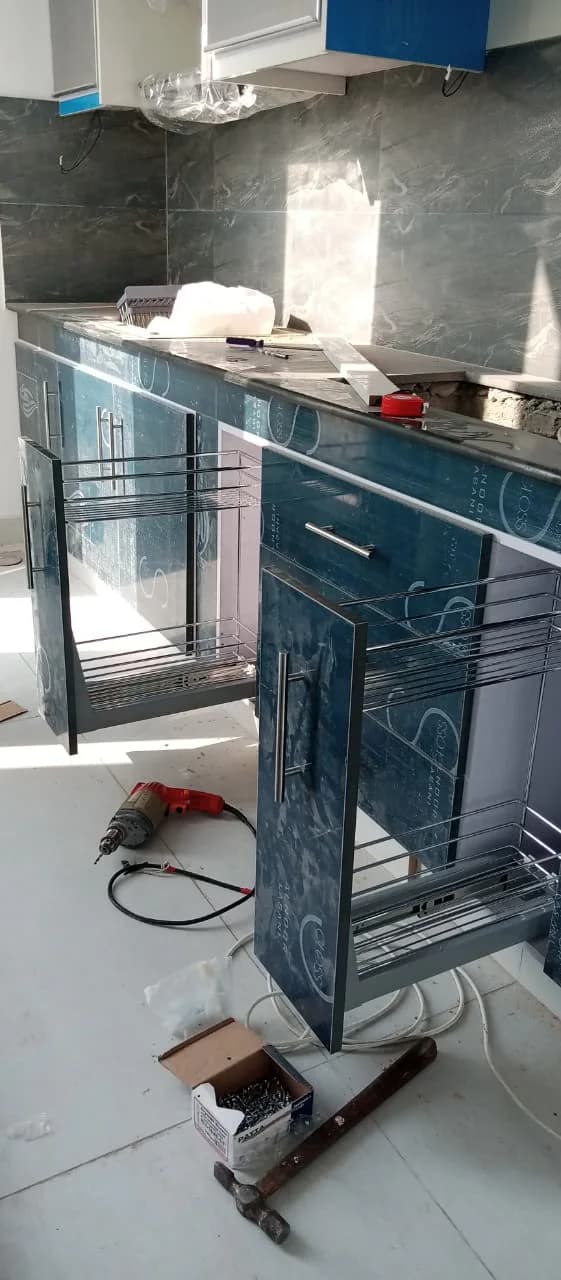 Modern L-shaped kitchen with custom cabinets