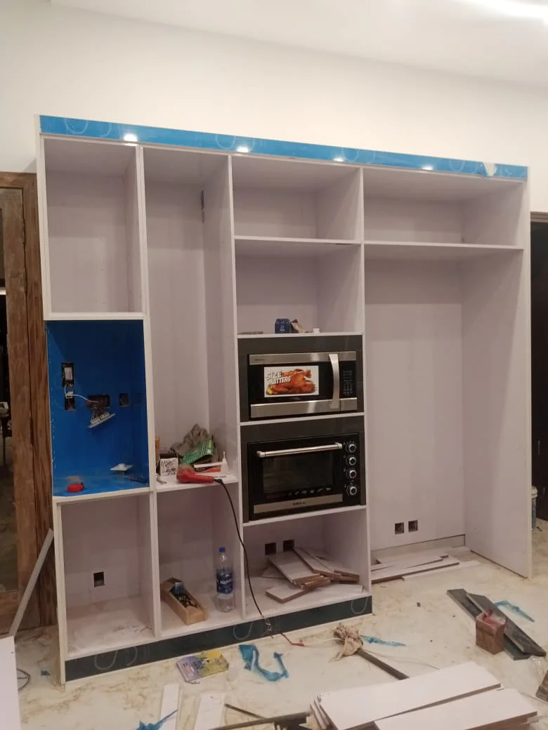 Modern L-shaped kitchen with custom cabinets