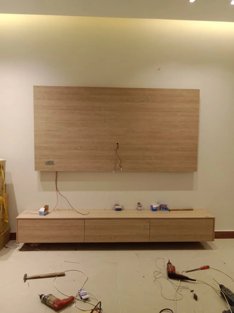 Custom media wall and wardrobes